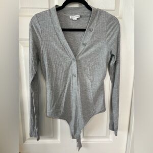 Good American Gray Ribbed Bodysuit